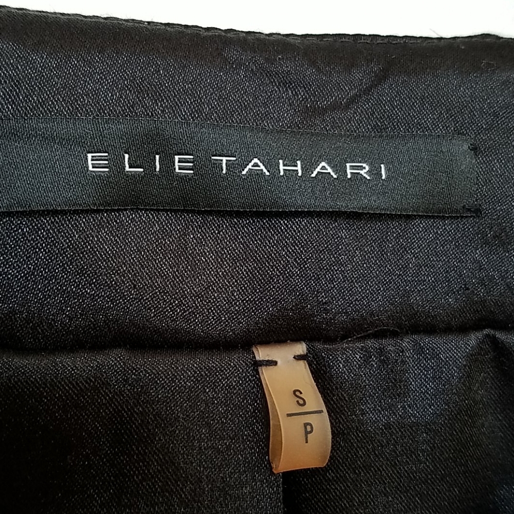 Long Black Brocade Structured Jacket - image 3